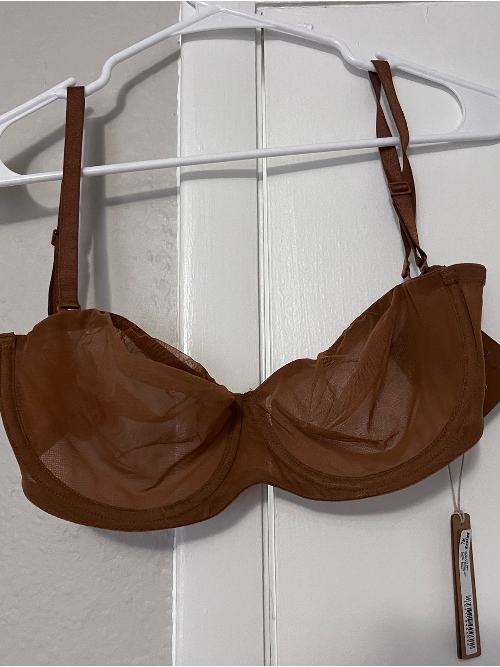 SKIMS Strapless Bronze Sheer Underwire Mesh Bra